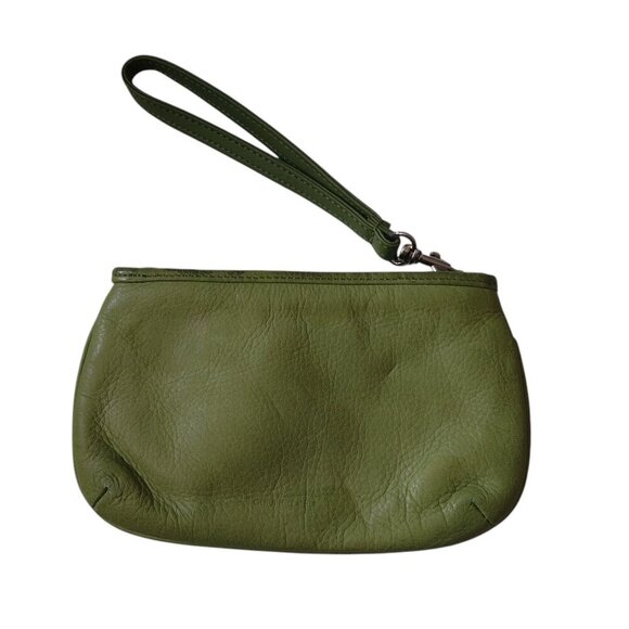 Kenneth Cole Reaction Wristlet Clutch Pouch Green Leather Classic - Picture 4 of 4